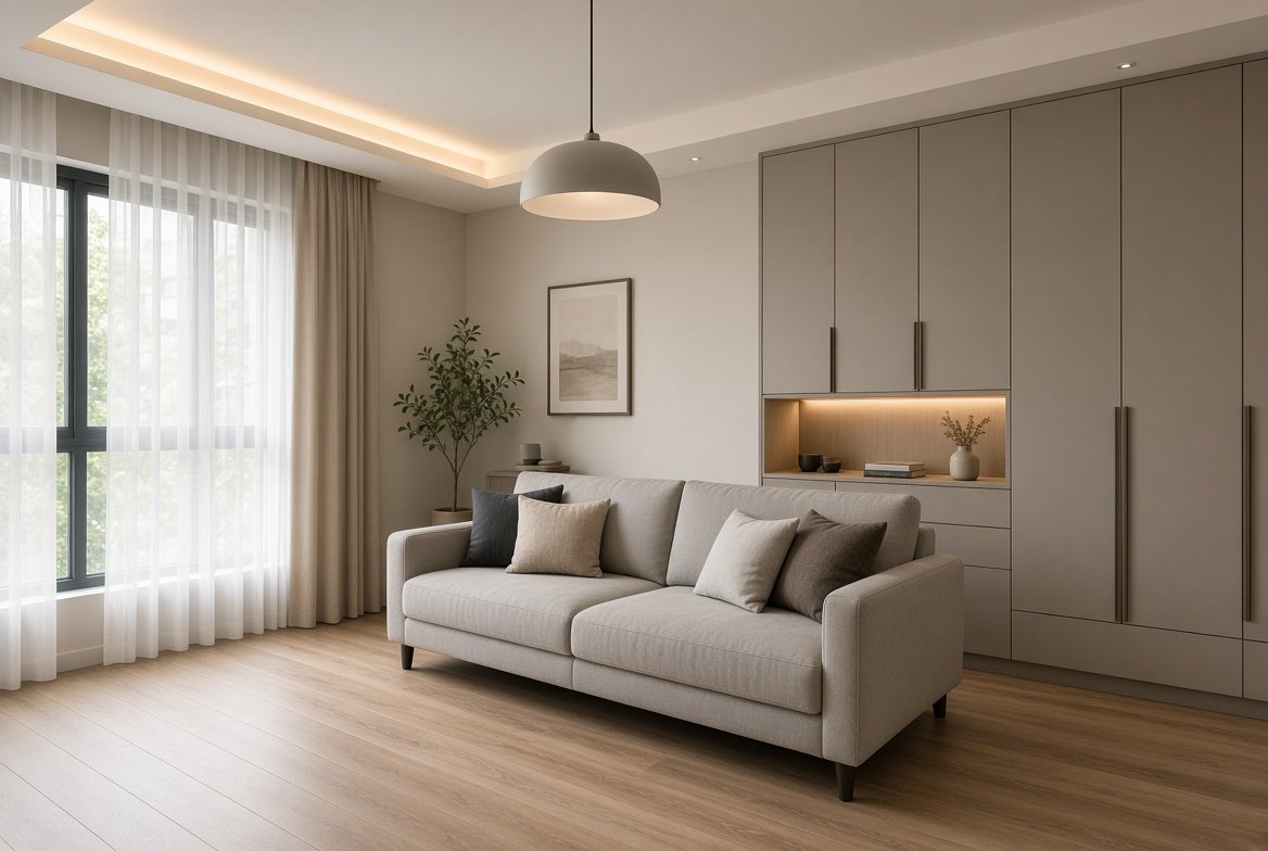 Designed living room used for the room tour